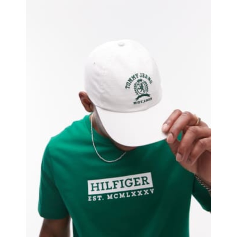 Tommy Jeans Crest graphic logo cap in white