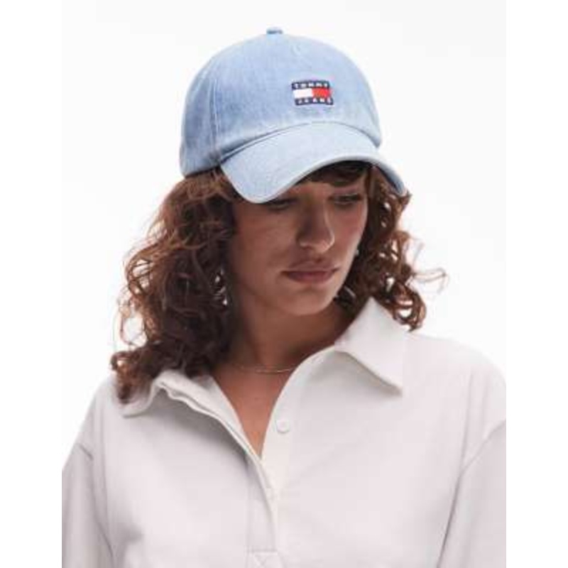 Tommy Jeans flag logo denim cap in blue