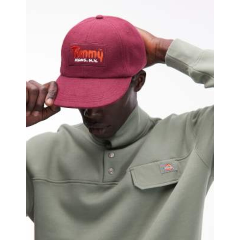 Tommy Jeans sport logo cap in burgundy