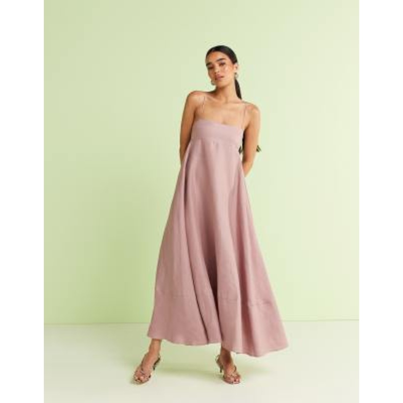 VRG GRL behati linen camisole maxi dress in dusty pink