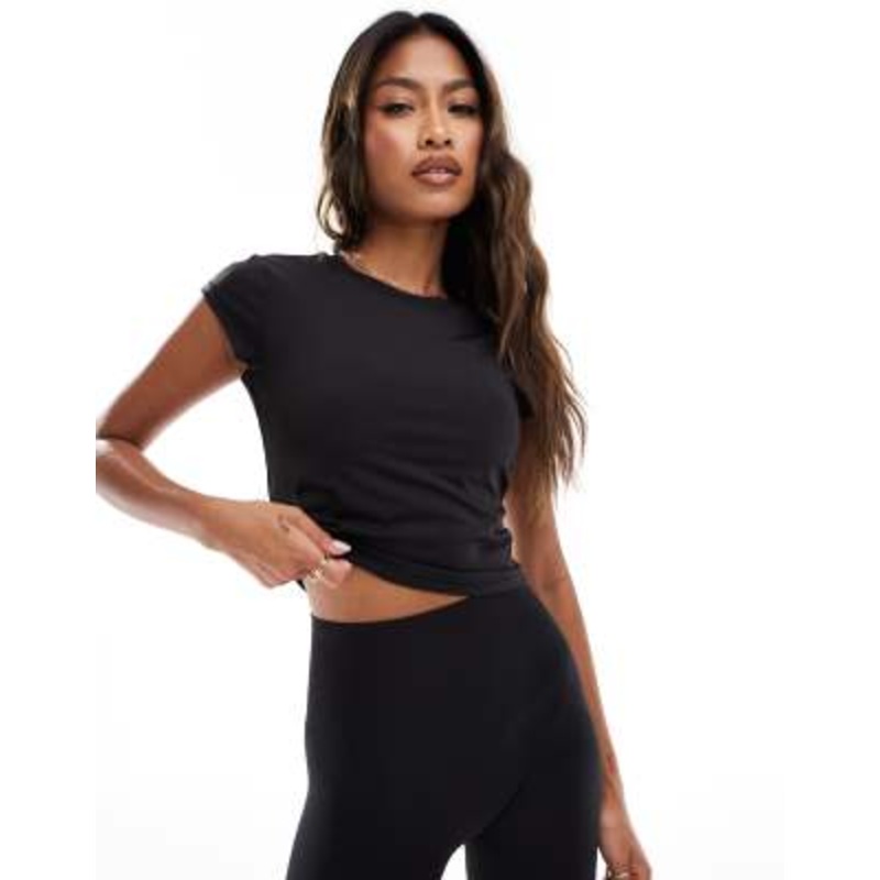 4505 cap sleeve performance baby t-shirt in black