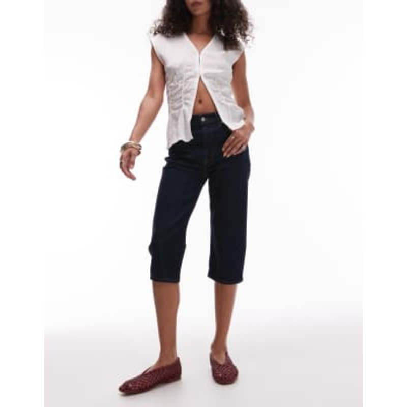 ARKET denim capri pants in clean indigo blue wash