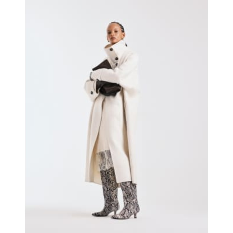Mango Capsule wool mix tailored maxi coat in winter white