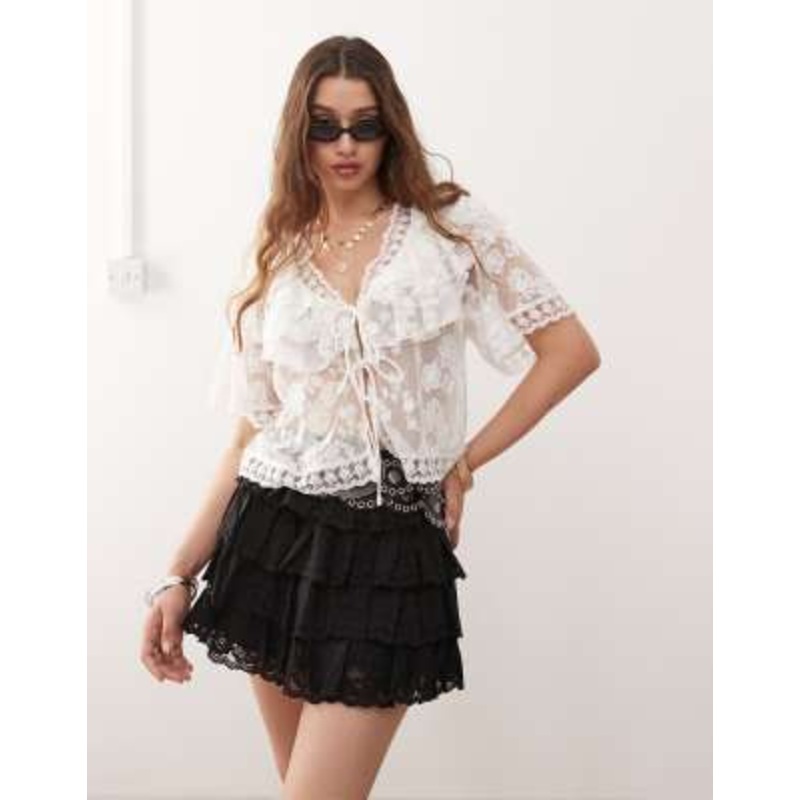 Miss Selfridge festival lace cape top