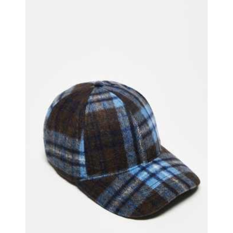 Reclaimed Vintage unisex cap in brushed blue and black check