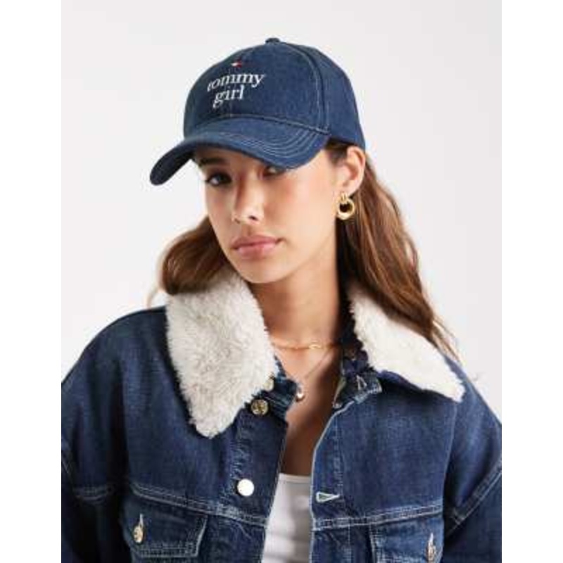 Tommy Jeans tommy girl denim cap in mid blue