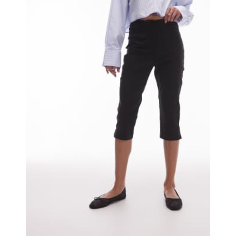Topshop bengaline capri pants in black