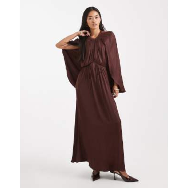 WeWoreWhat halter neck midaxi dress with cape shoulders in cherry