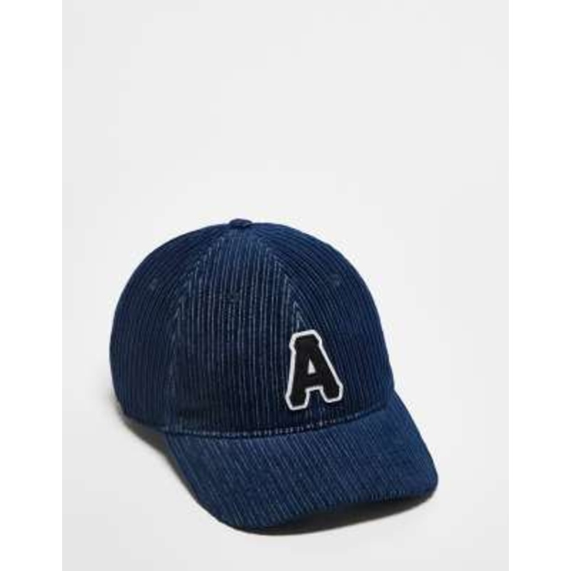 Aape by A Bathing Ape corduroy collegiate logo cap in navy