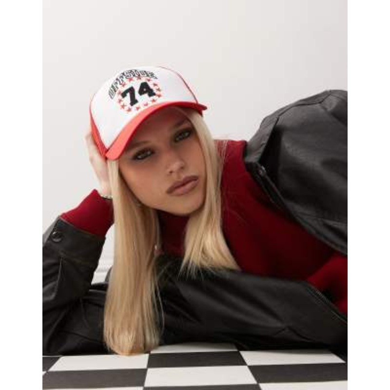 COLLUSION cap embroidery and print in red and white