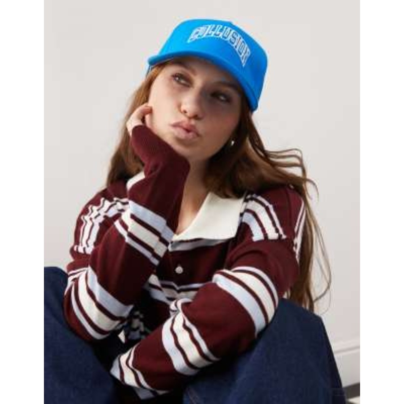 COLLUSION Unisex cap embroidery and print in blue