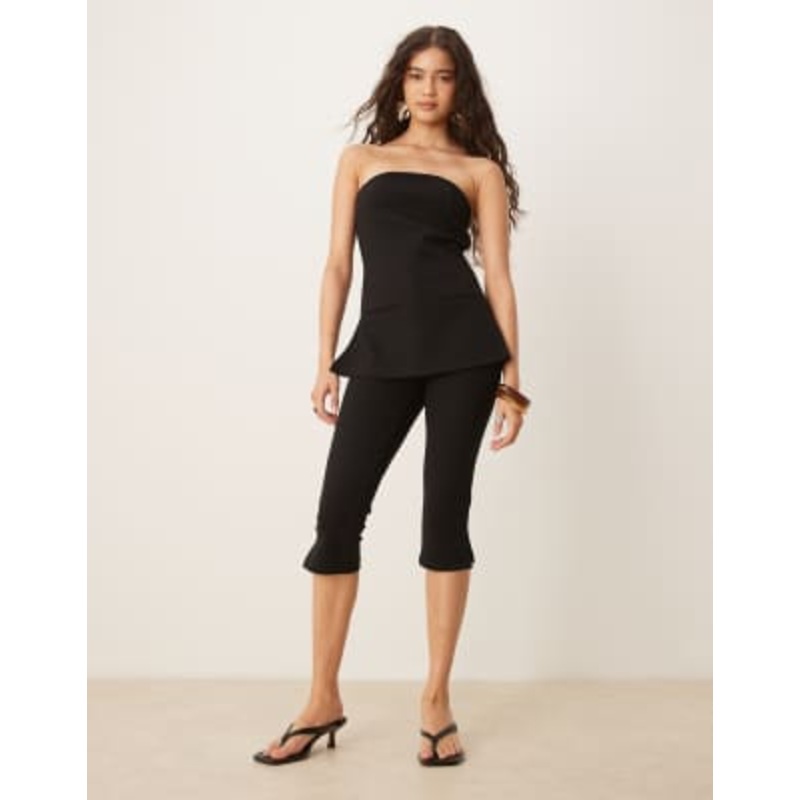 DESIGN longline bandeau top and capri pants set in black