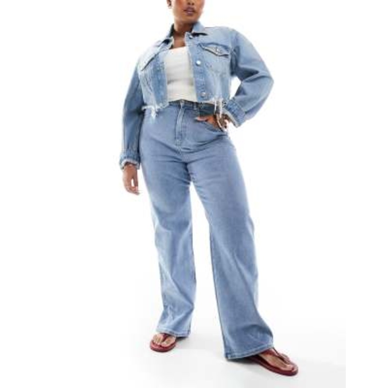 Dr Denim Plus Moxy straight leg jeans in cape light plain wash