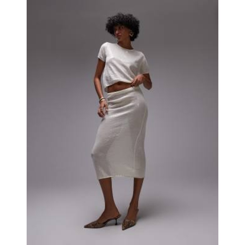 Mango capsule embellished midi skirt in oyster – part of a set