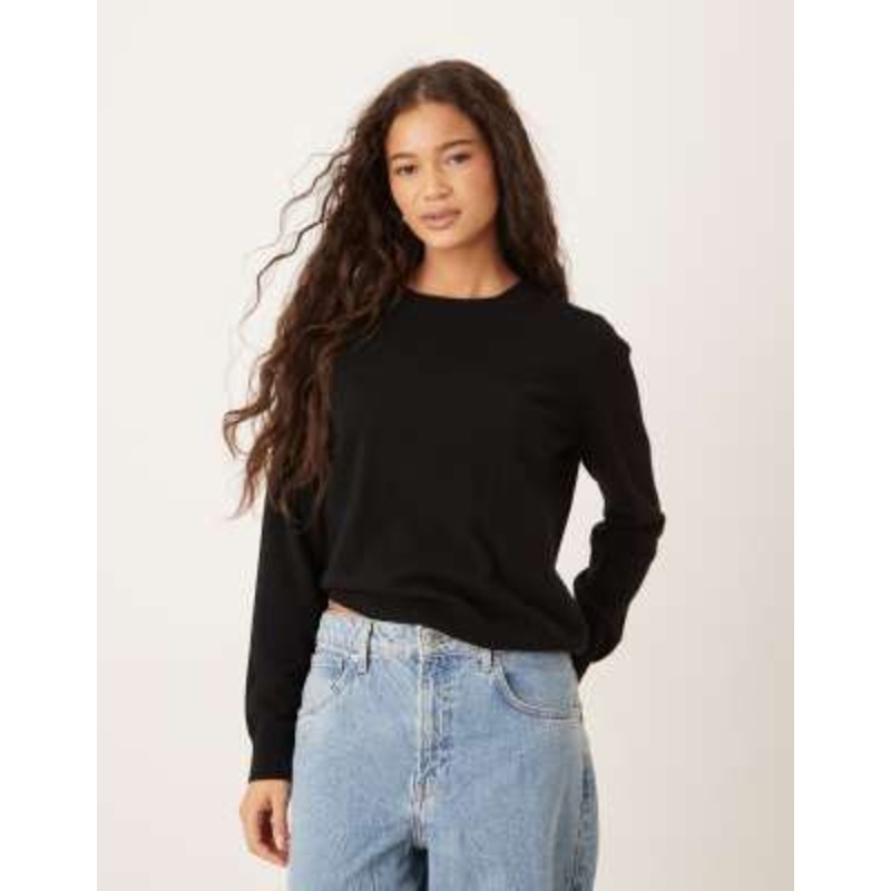 Mango Capsule round neck sweater in black