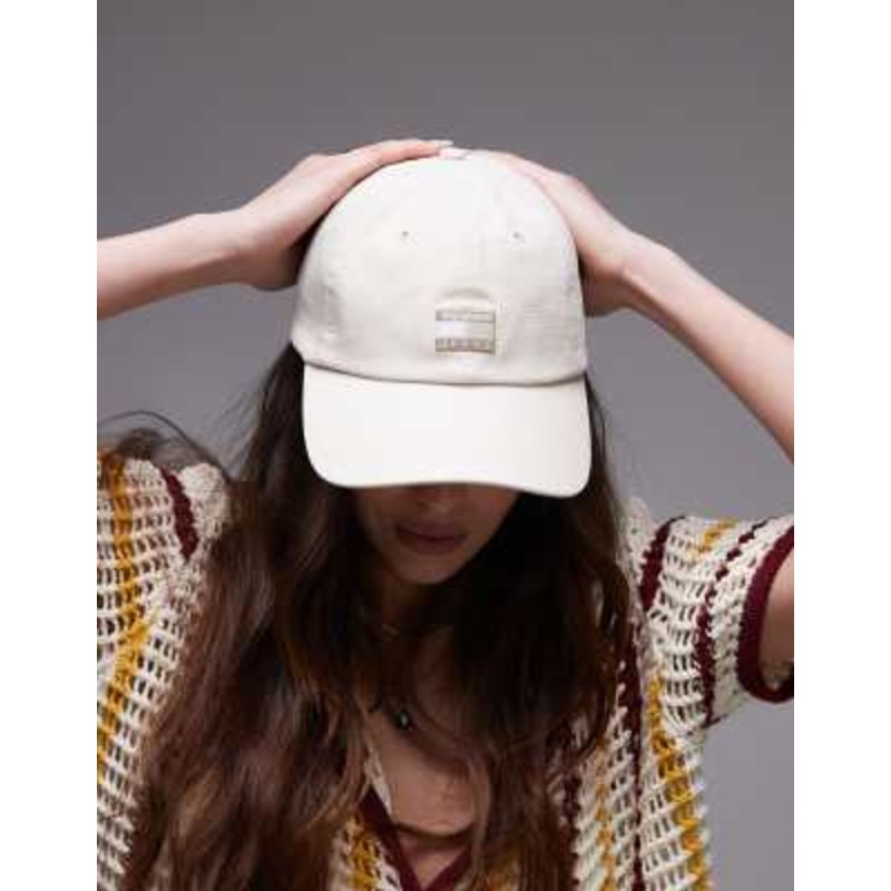 Tommy Jeans flag logo canvas cap in ecru