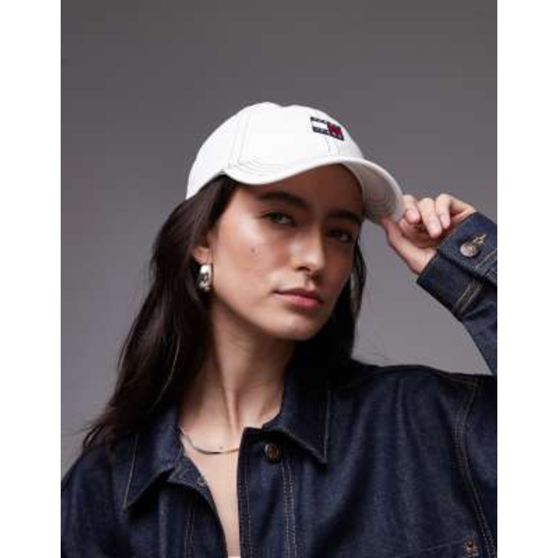 Tommy Jeans heritage flag cap in ecru denim