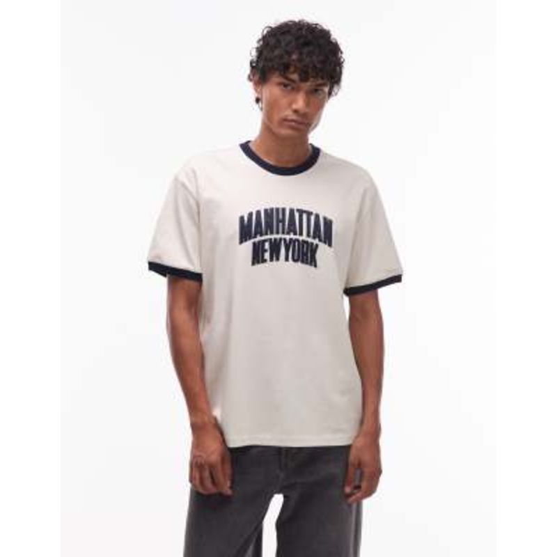 Tommy Jeans manhattan ringer t-shirt in off white