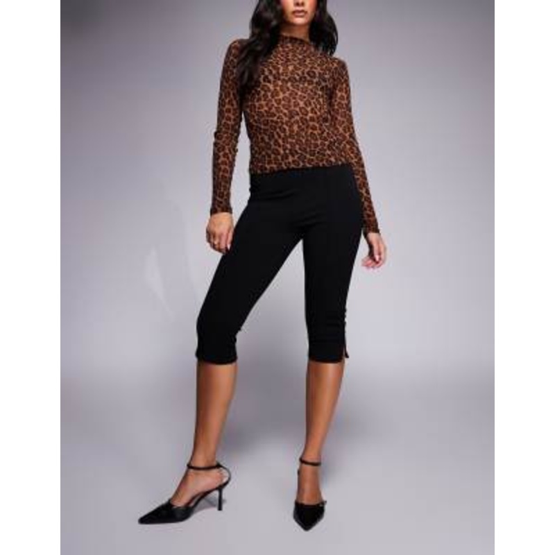 Brave Soul tailored capri pants with front seam in black