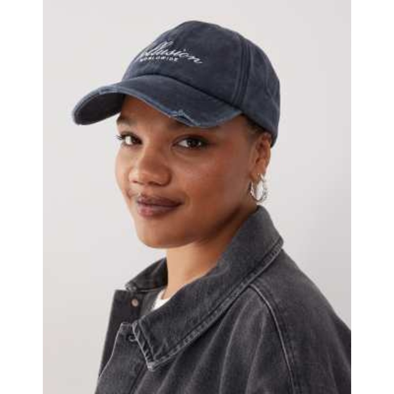 COLLUSION Logo distress cap in blue