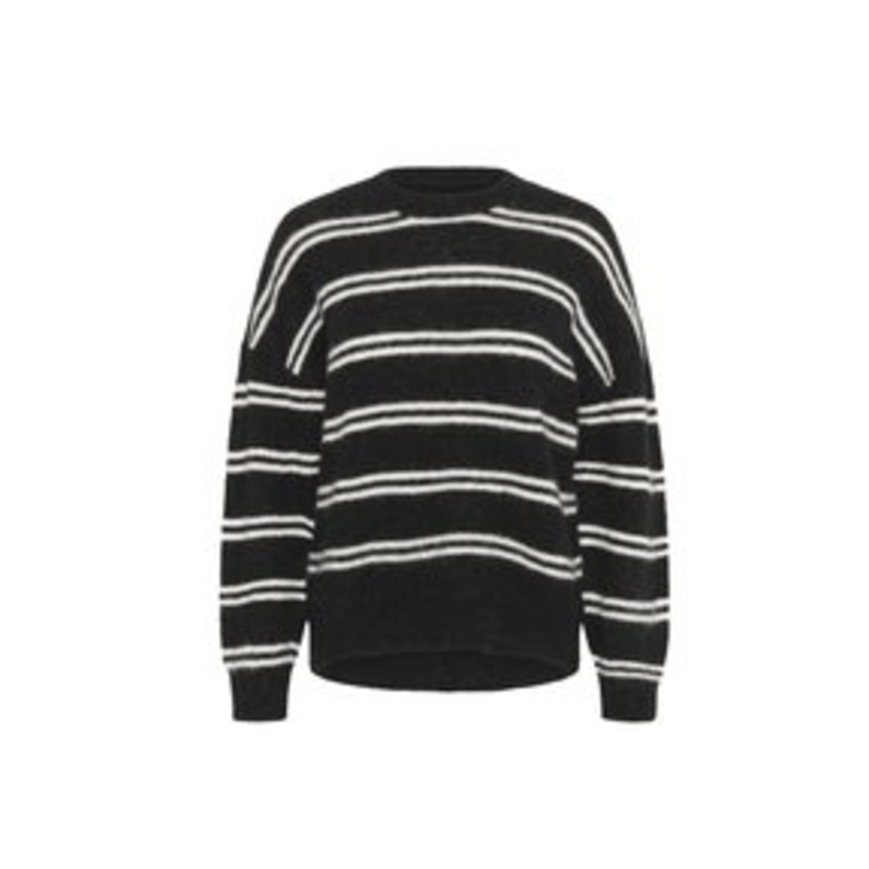 Culture BERNIE CACHEIA  – Strickpullover – black whitecap stripes/schwarz