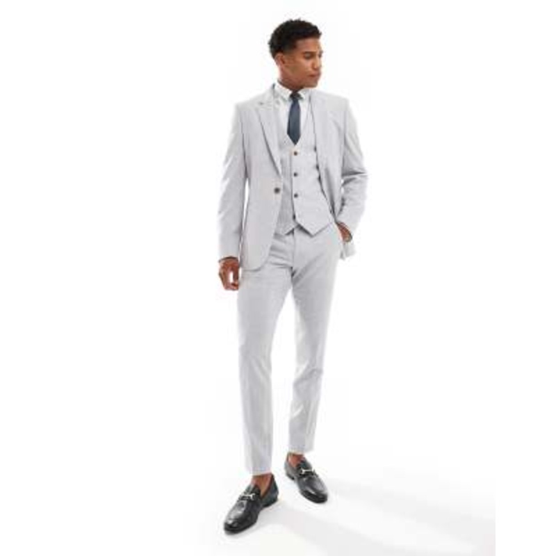 DESIGN new skinny suit in gray crosshatch texture