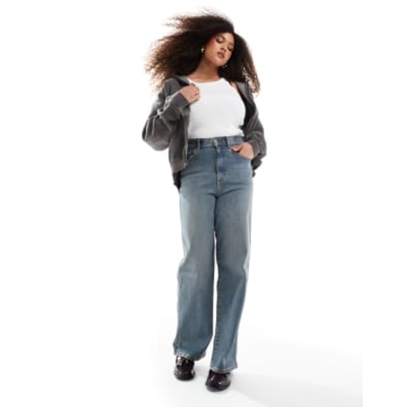 Dr Denim Plus Moxy straight leg jeans in cape mid dirt used