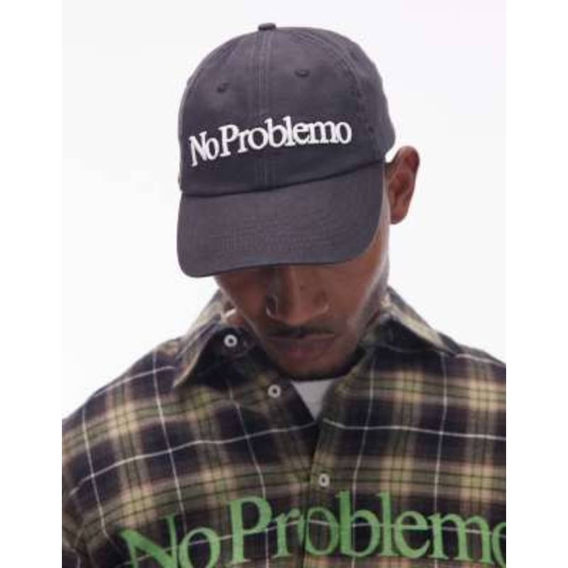 No Problemo large logo cotton cap in black