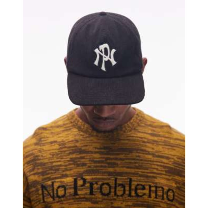 No Problemo logo corduroy cotton cap in black