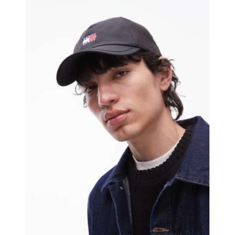 Tommy Jeans heritage mesh panel baseball cap in black