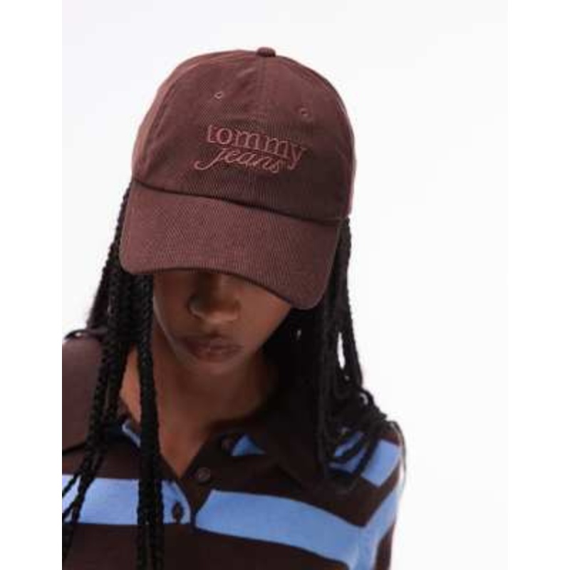 Tommy Jeans script logo cap in chocolate brown