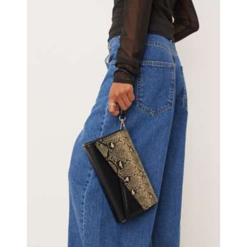 Accessorize snake print fold over wristlet bag in multi
