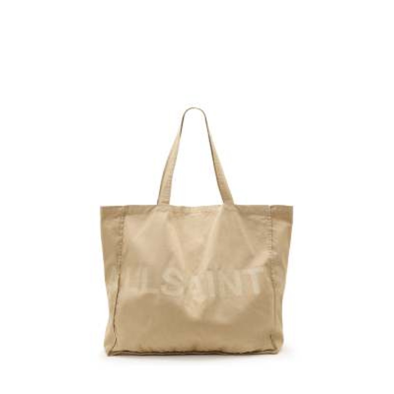 AllSaints Biggy large tote bag in light khaki