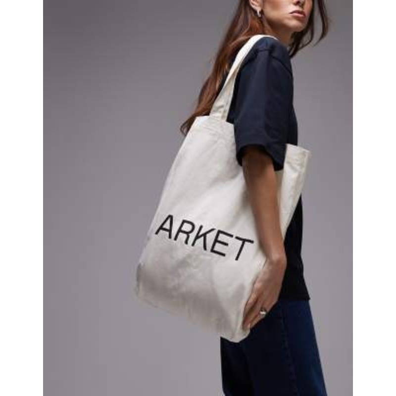 ARKET canvas tote bag in off white