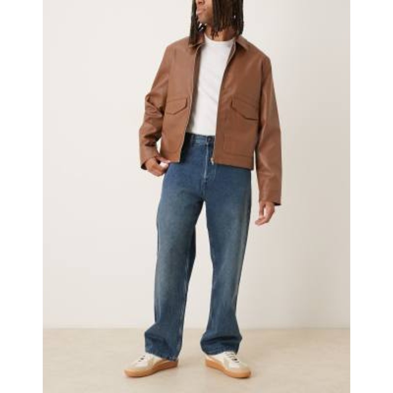 ARKET Mist low rise baggy wide leg jeans in green cast blue wash