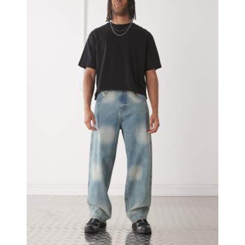 COLLUSION baggy tie dye jeans in blue