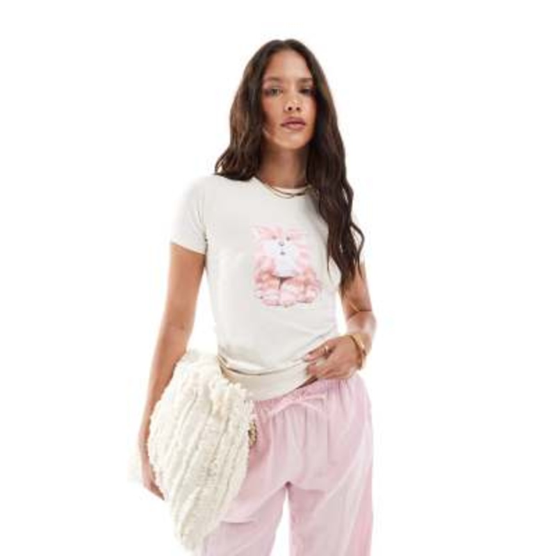 Daisy Street x Bagpuss graphic baby tee in vintage white