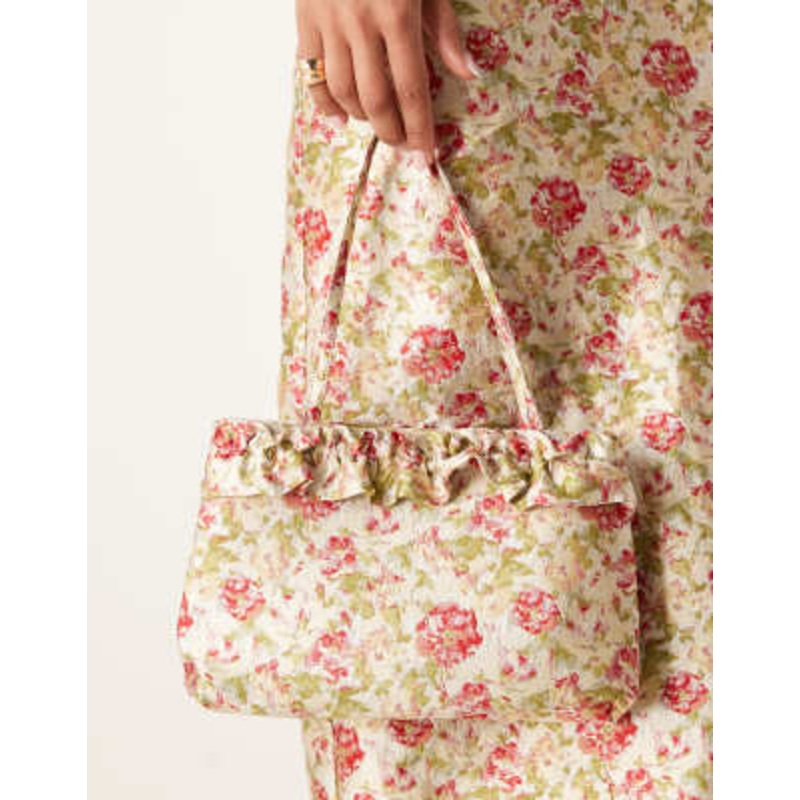 Dream Sister Jane jacquard frill detail bag in floral print