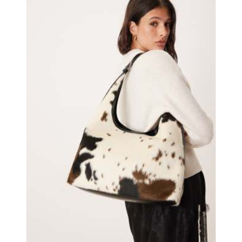 Gina Tricot large shoulder tote bag in cow print