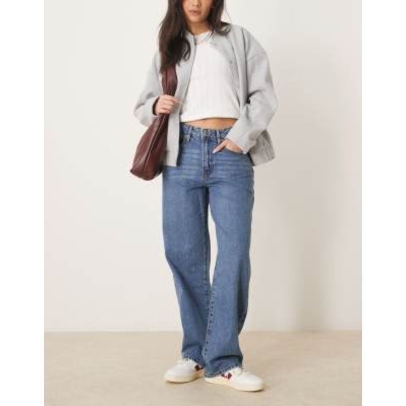 GINA TRICOT low waist baggy jeans in midwash blue