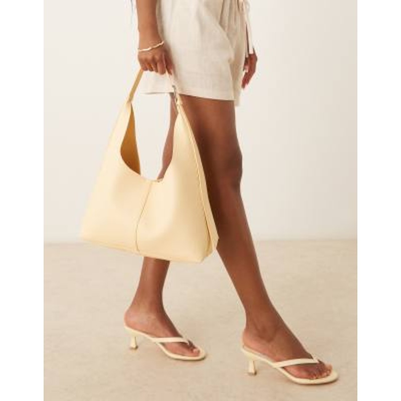 Gina Tricot midi slouchy shoulder bag with buckle detail in buttermilk yellow
