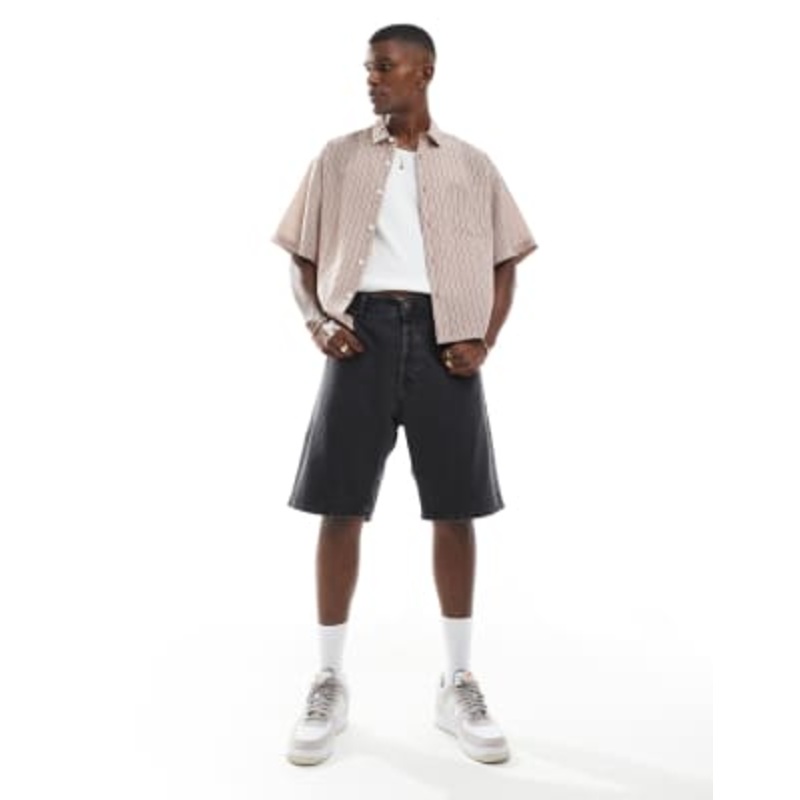 Jack & Jones alex baggy denim short in black