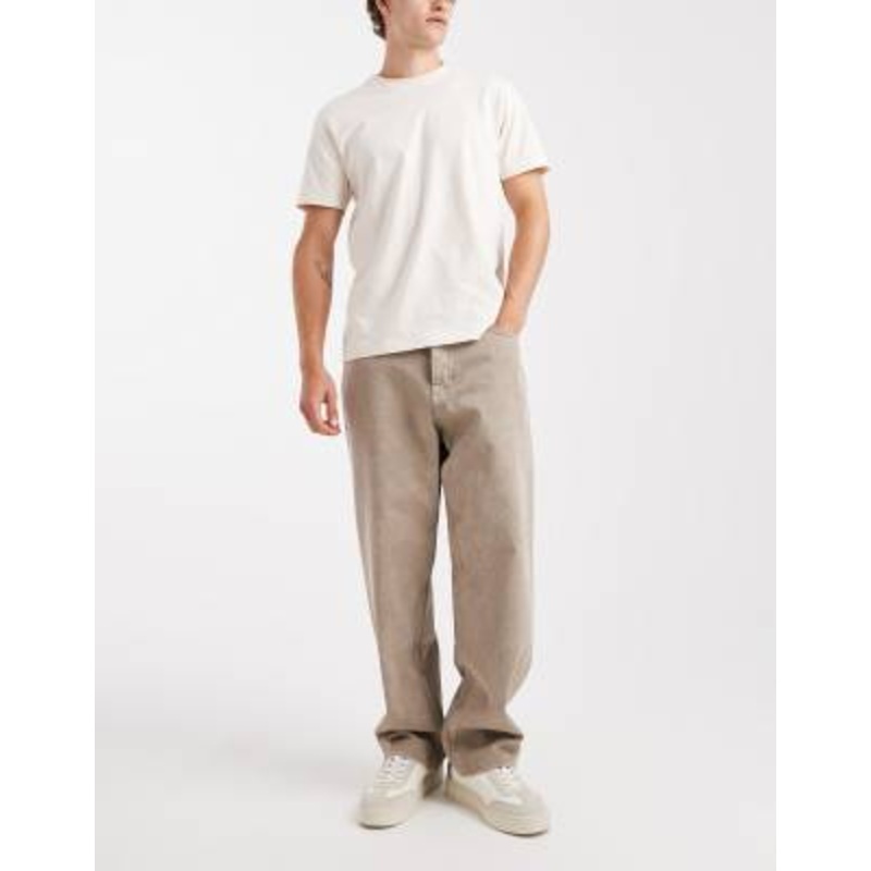 Jack & Jones Alex baggy fit jeans in beige acid wash