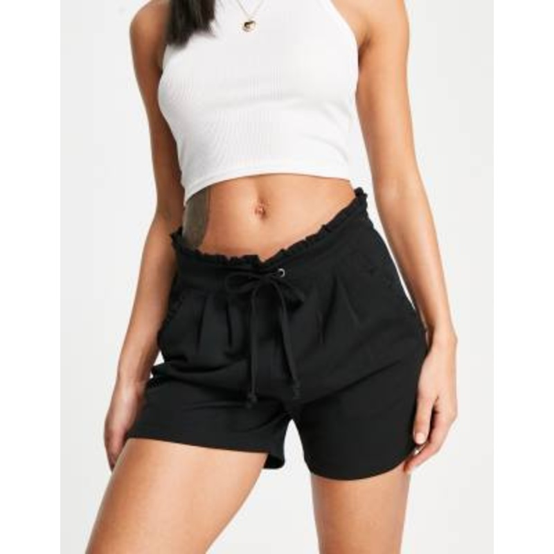 JDY paperbag waist tailored shorts in black