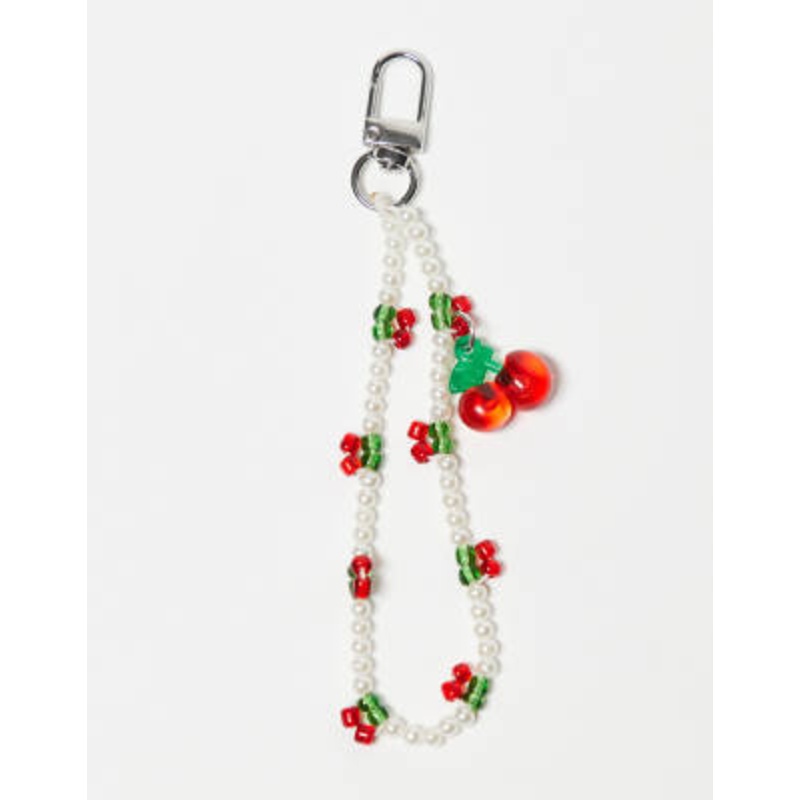 Kaiia Exclusive cherry and pearl bag charm in multi