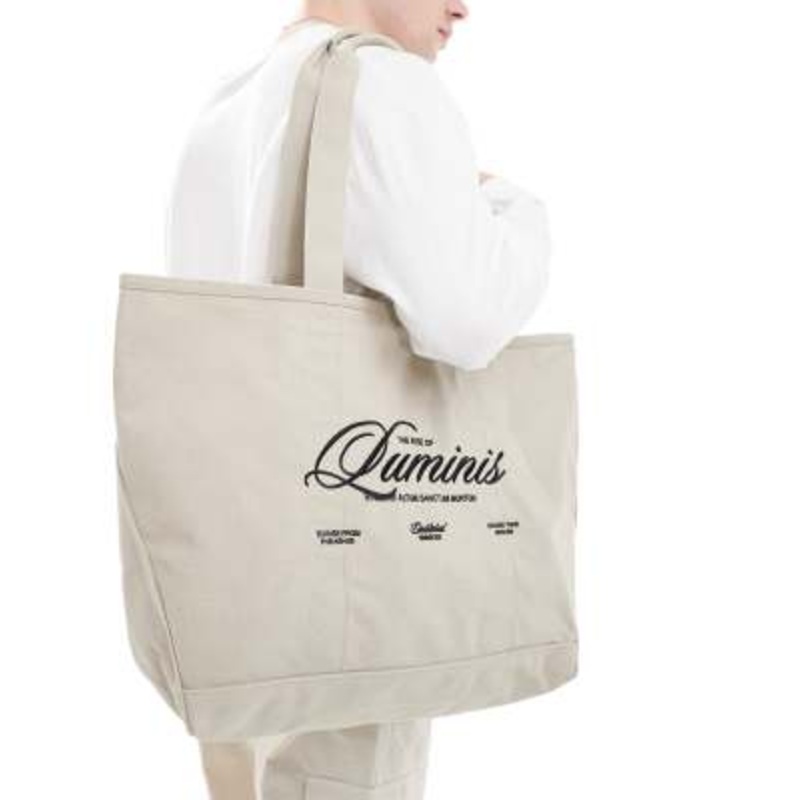 River Island luminis logo tote bag in light stone