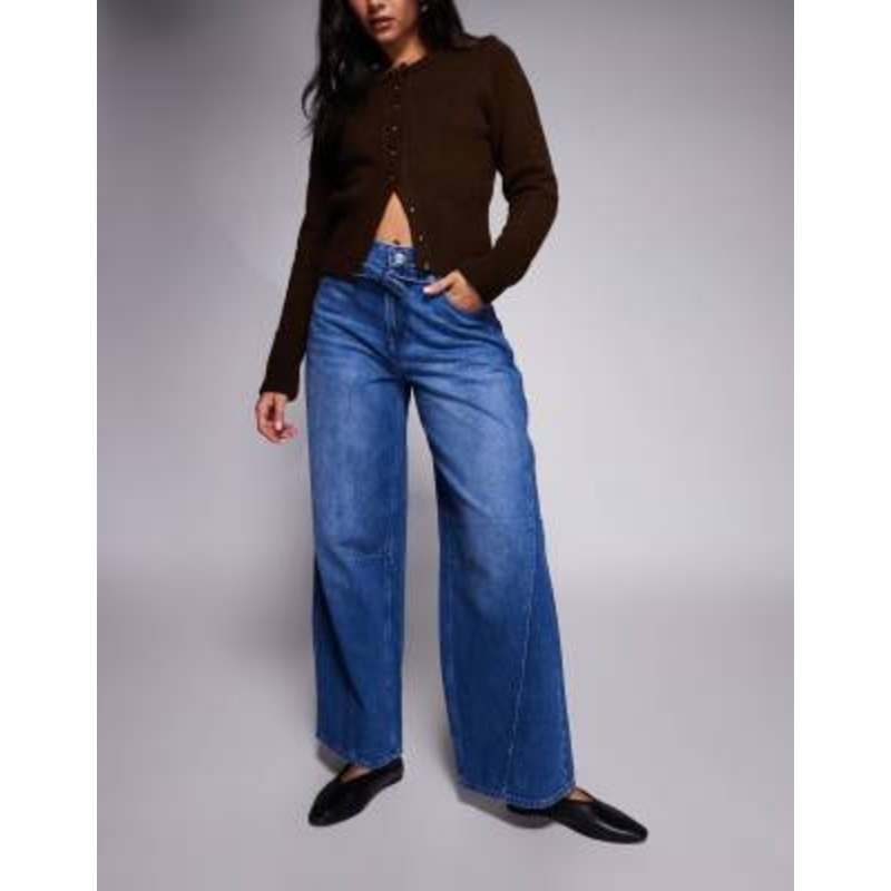 River Island mid rise baggy jeans in dark wash blue