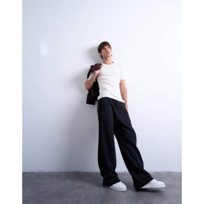 Topman heavyweight baggy sweatpants in black