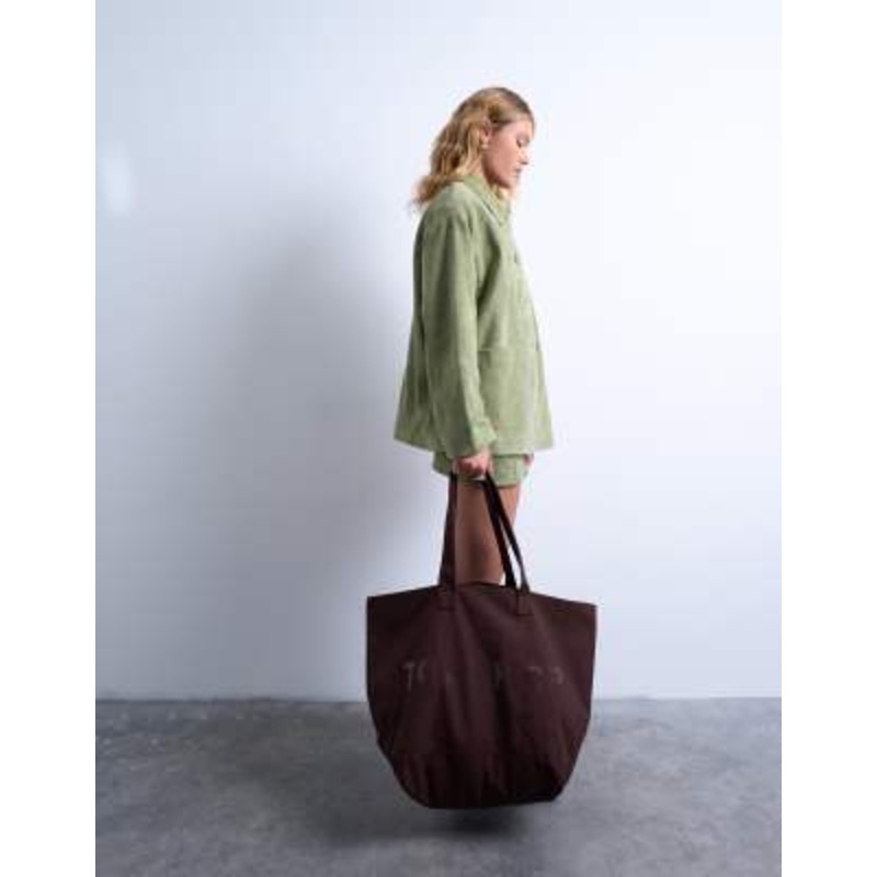 Topshop canvas tote bag in brown