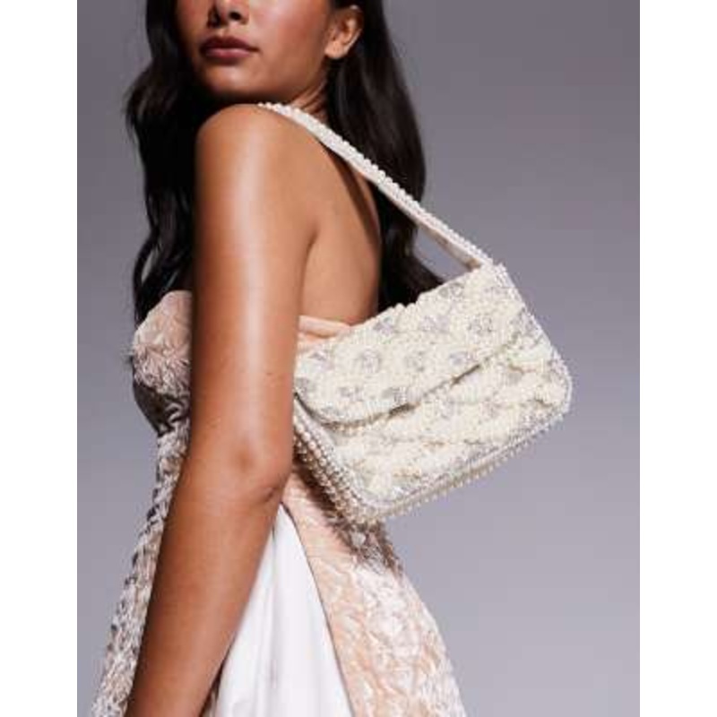 True Decadence sequin and pearl shoulder bag in white